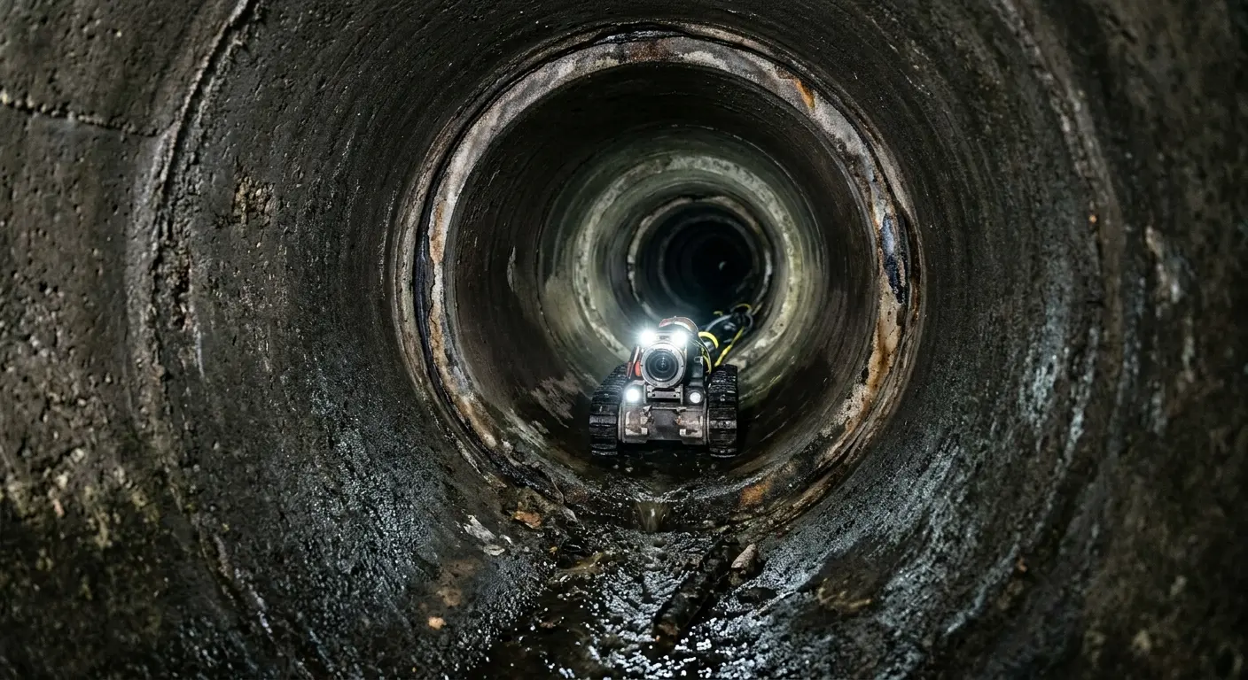 Robotic sewer camera inspecting pipe interior for Drain Snake Service in Palermo